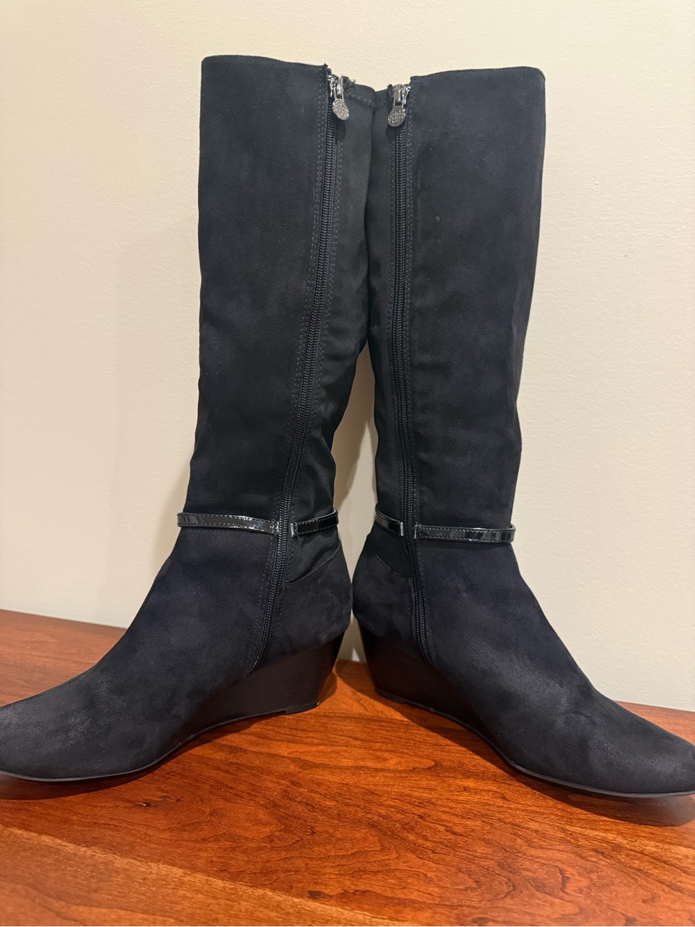 Dana Buchman Black Knee-High Wedge Boots - Picture 5 of 11